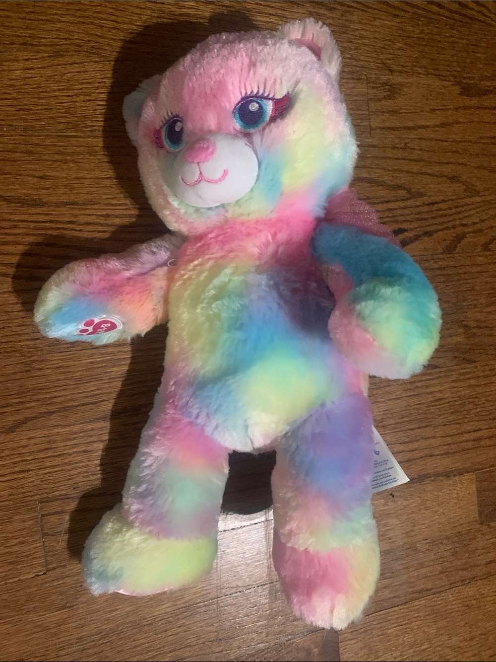 Build-A-Bear Pastel Rainbow Plush Bear - Pink, Blue, Yellow, Purple